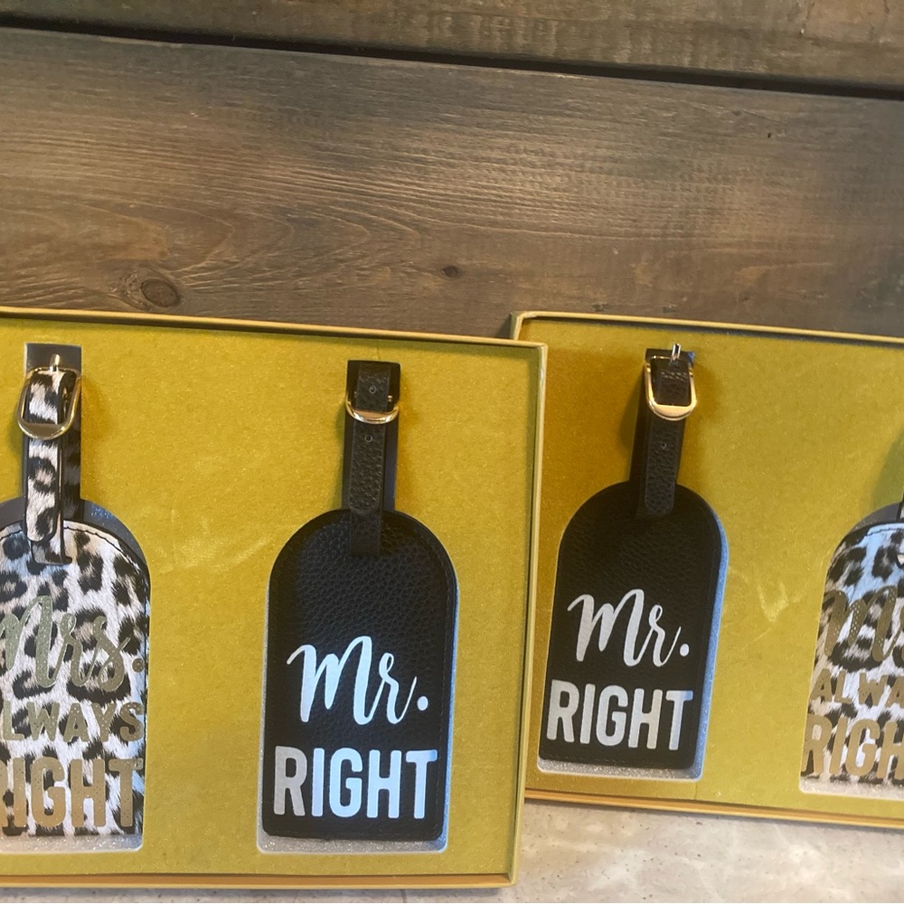 Mr Right and Mrs always right bag tags for honeymoon